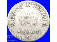 Napoleon 5 soldi 1810 M - Milan Italy silver - quite rare