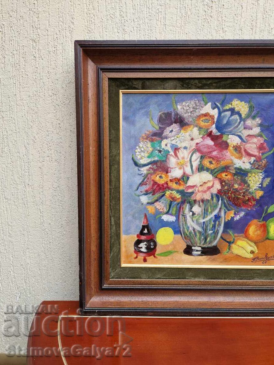 Minunat tablou antic belgian, natură moartă, ulei pe pânză - 7 Minunat tablou antic belgian, natură moartă, ulei pe pânză - 7