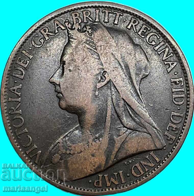 Великобритания 1  Пени 1899 Виктория 30мм бронз - 5