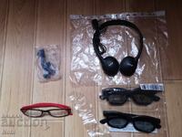 New 2 pairs of 3D glasses, new 3.5 diopter glasses, new headphones