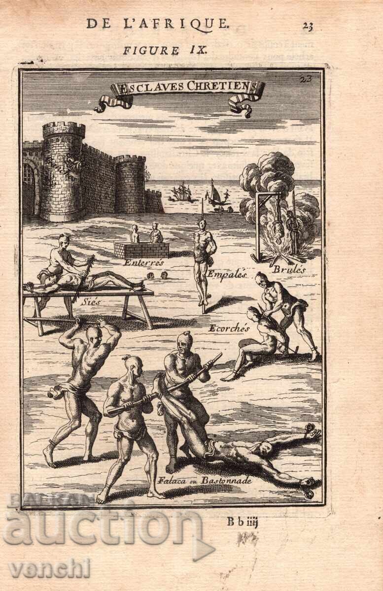 1683 - MALLET ENGRAVING - SUFFERINGS OF CHRISTIANS - original
