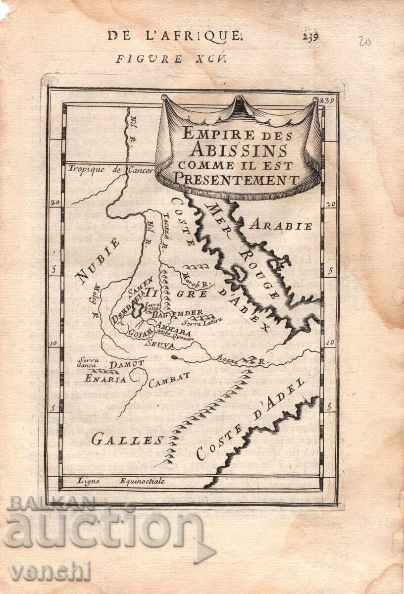 1683 - GRAVURĂ MALLET - HARTA ETIOPIEI - original