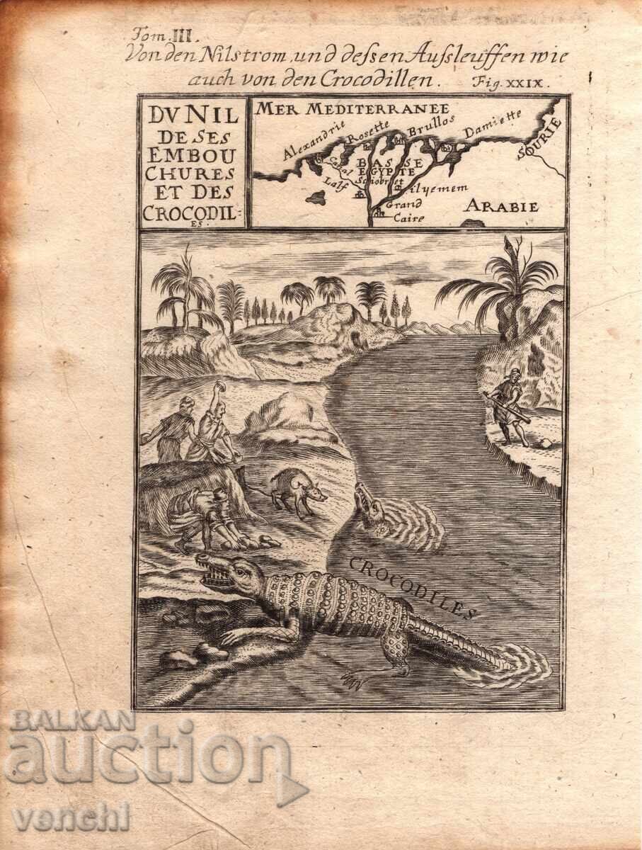 1683 - ΧΑΡΑΚΤΙΚΟ MALLET - Ο ΝΕΙΛΟΣ ΚΑΙ ΟΙ ΚΡΟΚΟΔΕΙΛΟΙ - πρωτότυπο