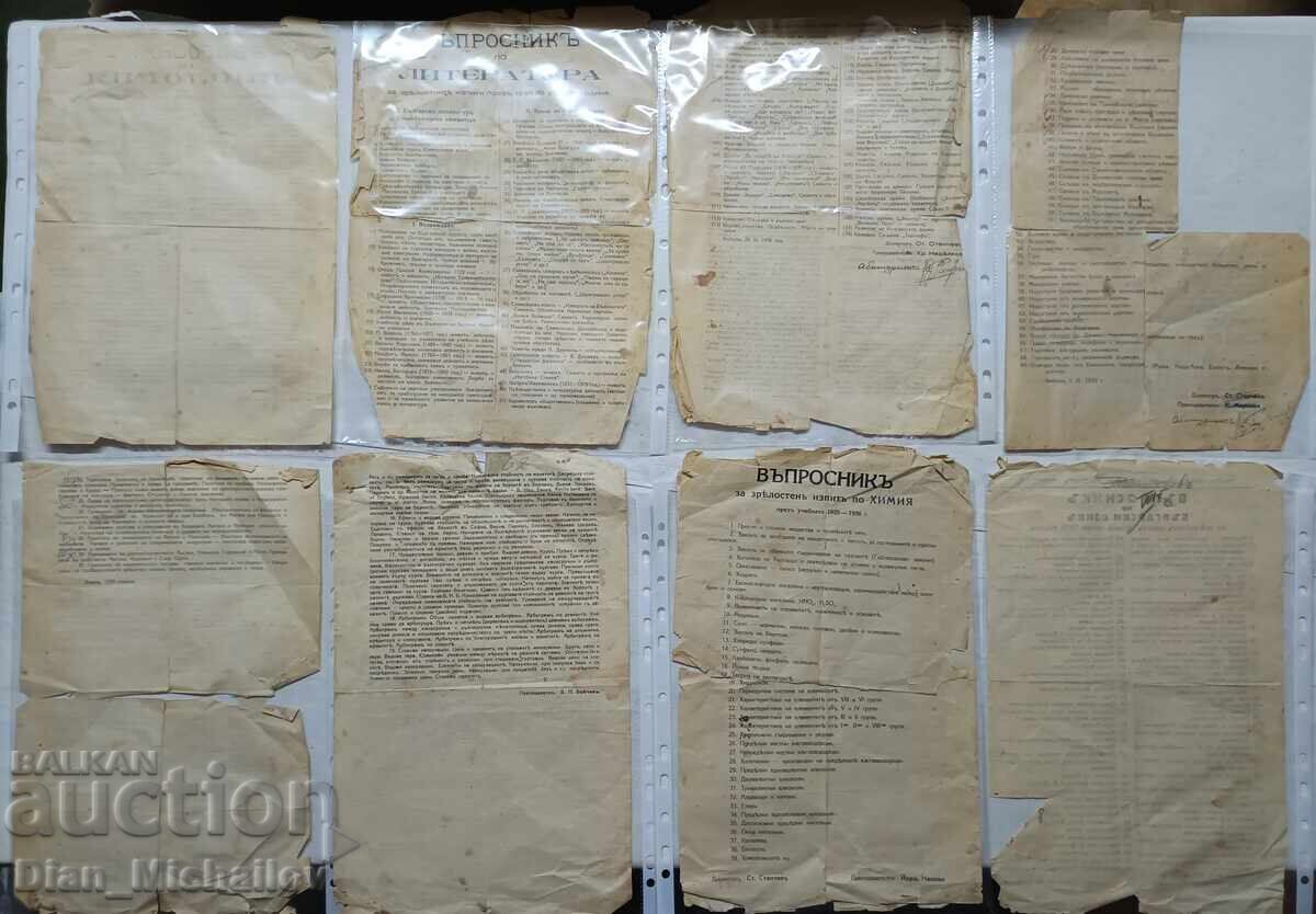 Chestionare de examen și programe analitice din anii '30 - 5