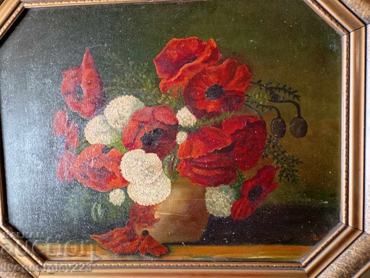 Old painting - flowers with price € 90.00 | 176.03 BGN Old painting - flowers with price € 90.00 | 176.03 BGN