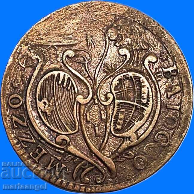 Mezzo Baiocco 1784 Vatican 28mm Pius VI bronz