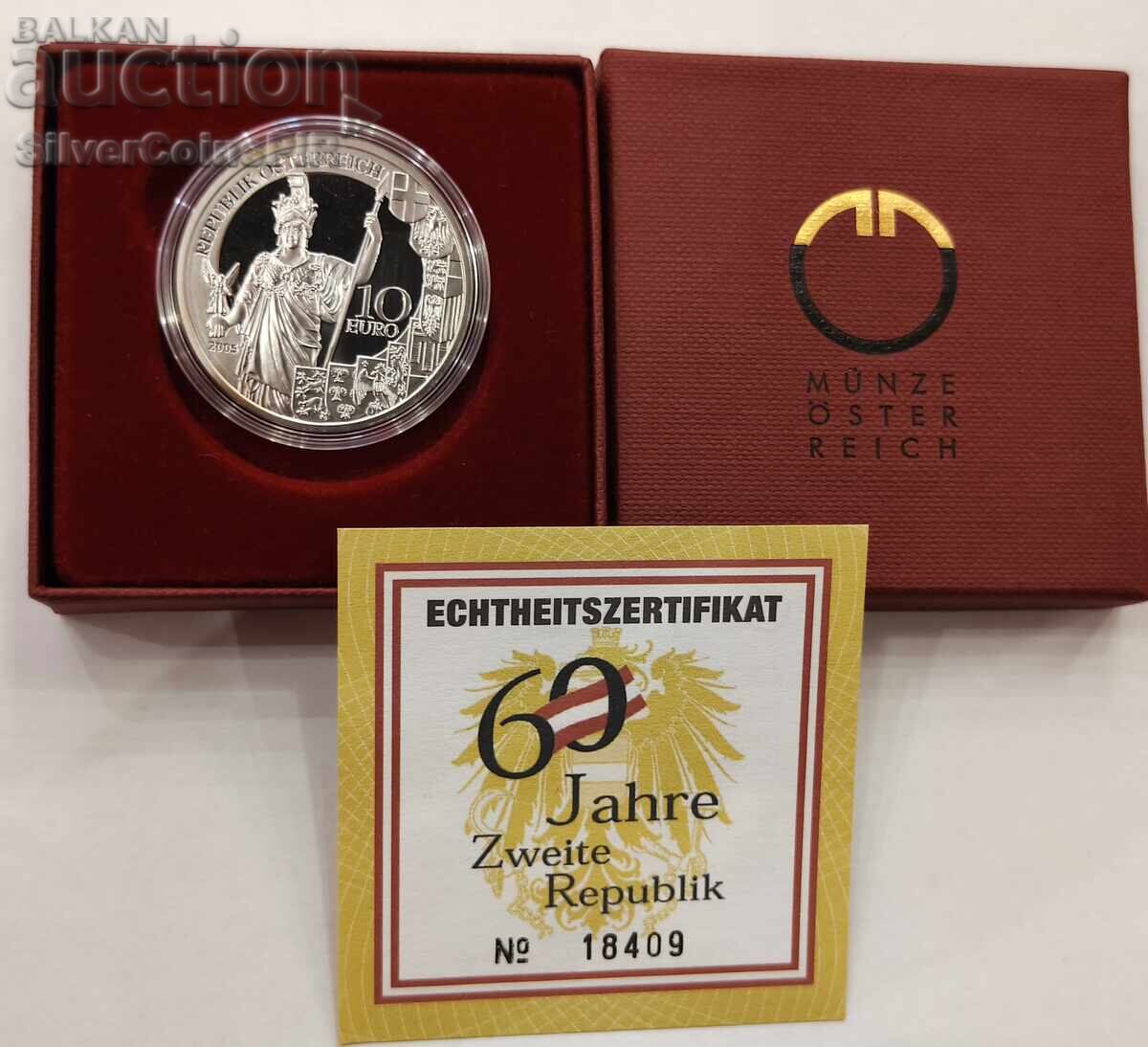 Argint 10 Euro 60 ani AUSTRIA 2005