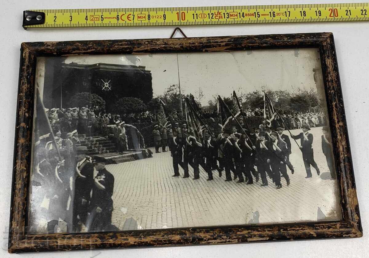 ȚARUL BORIS AL III-LEA PARADĂ DRAPEL VECHE POZĂ FOTOGRAFIE RAMĂ - 5