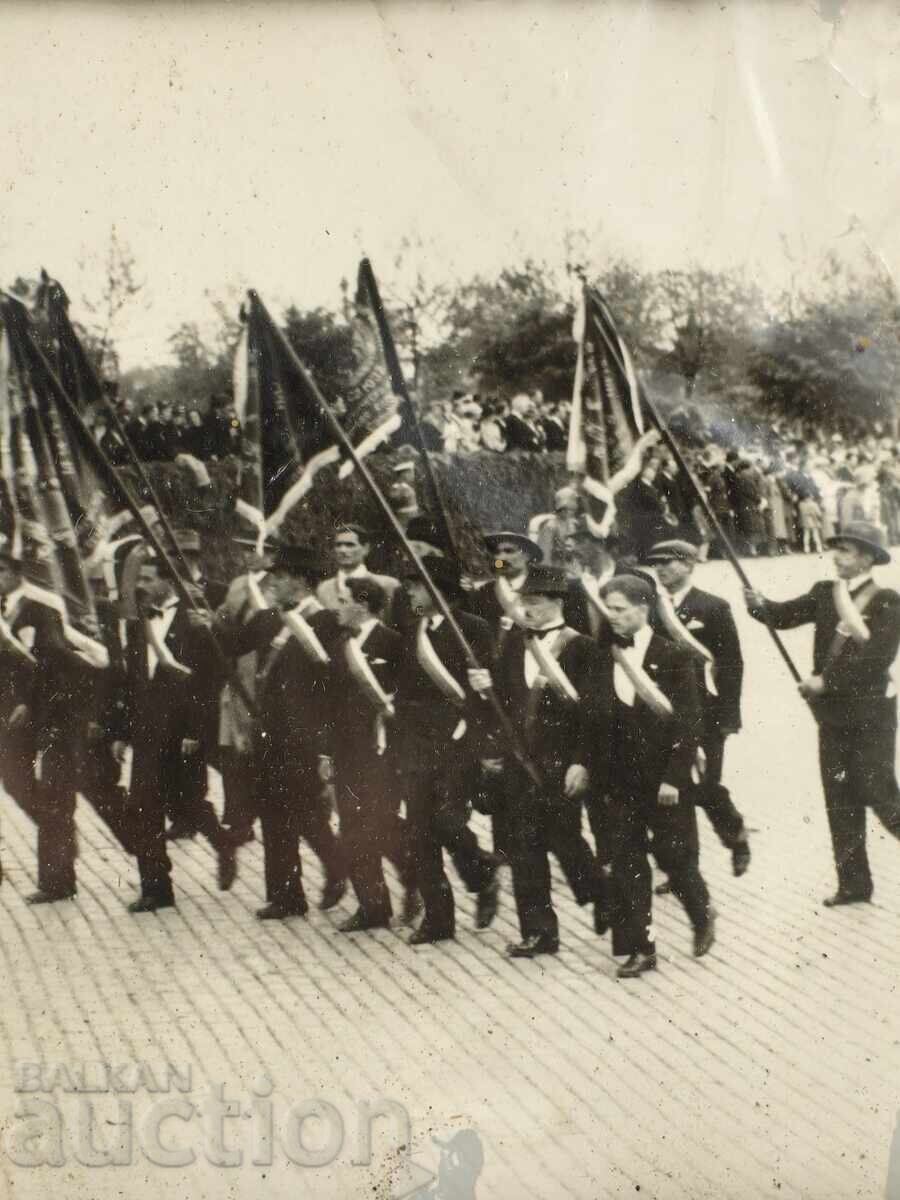 ȚARUL BORIS AL III-LEA PARADĂ DRAPEL VECHE POZĂ FOTOGRAFIE RAMĂ - 6