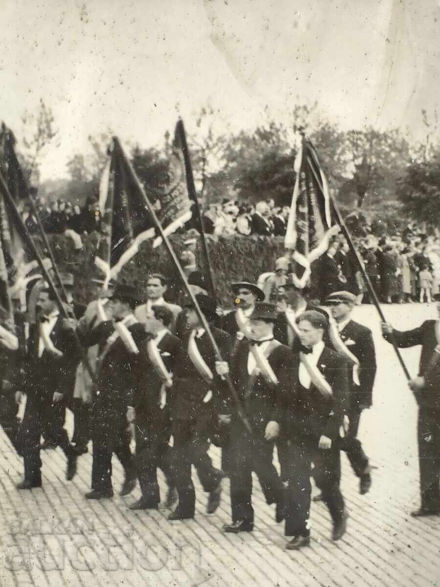 ȚARUL BORIS AL III-LEA PARADĂ DRAPEL VECHE POZĂ FOTOGRAFIE RAMĂ - 7