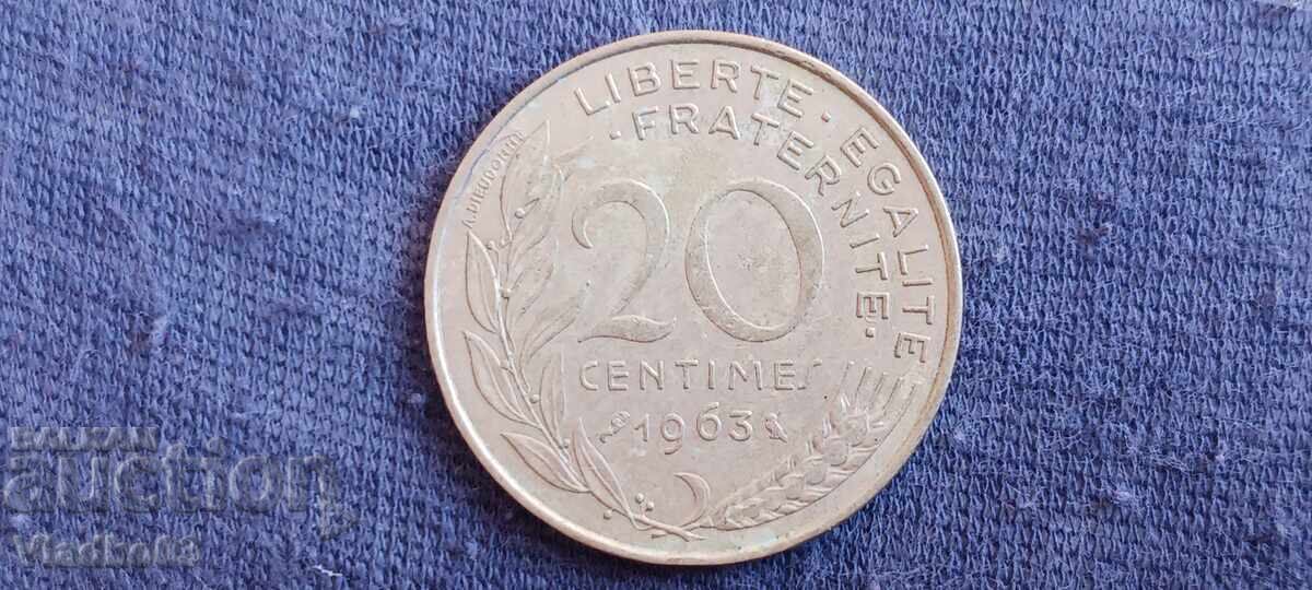 Франция 20 сантима 1963