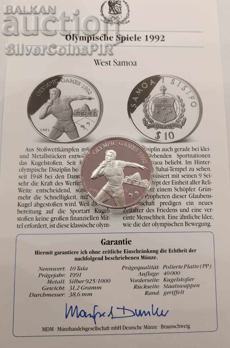 Argint 10 Tala Olimpiada 1991 Samoa și Sifilida cu preț € 62.89 | 123.00 BGN