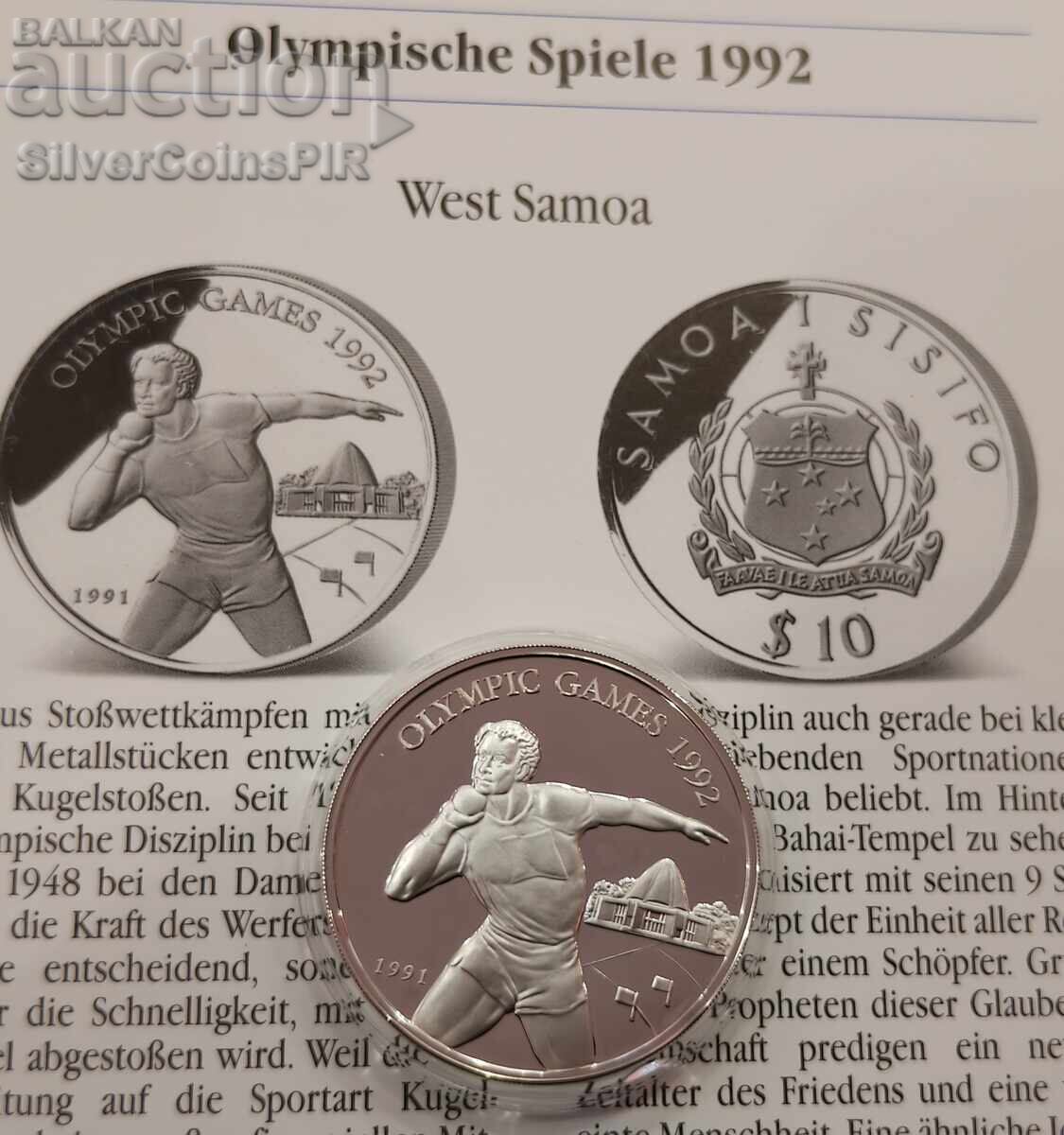 Argint 10 Tala Olimpiada 1991 Samoa și Sifilida