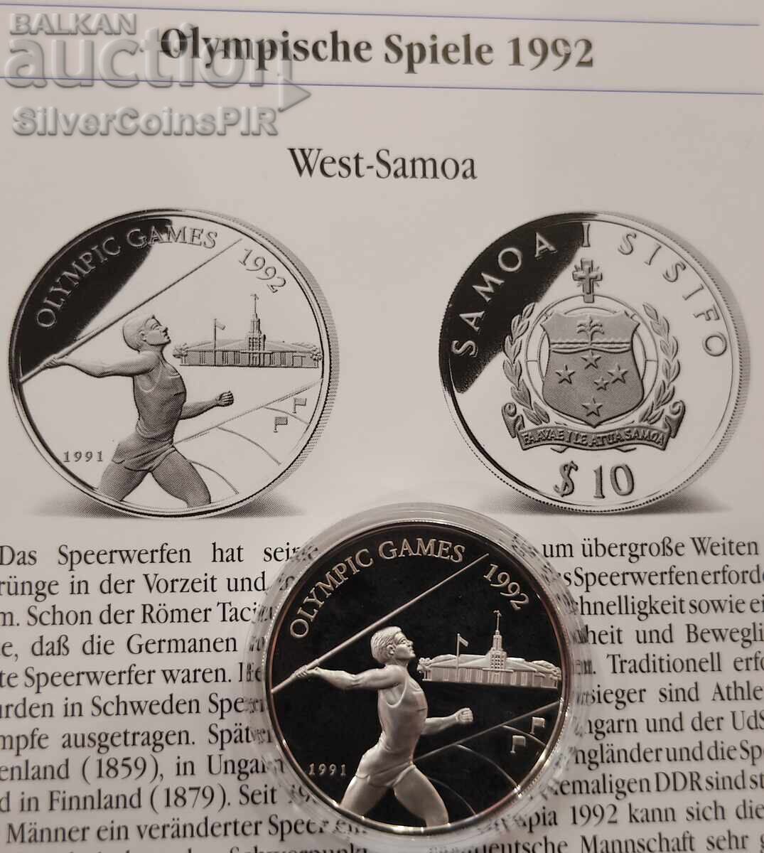 Argint 10 Tala Olimpiada 1991 Samoa și Sifilida