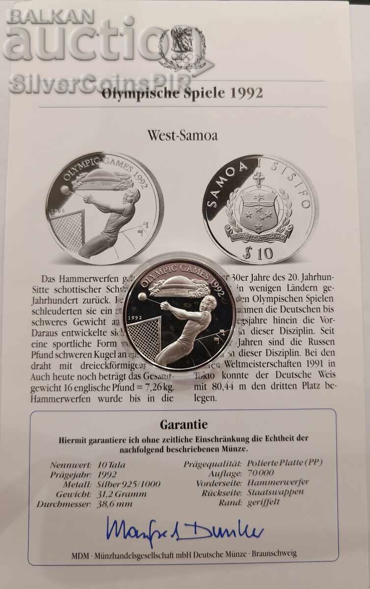 Argint 10 Tala Olimpiada 1992 Samoa și Sisyphus cu preț € 60.09 | 117.53 BGN