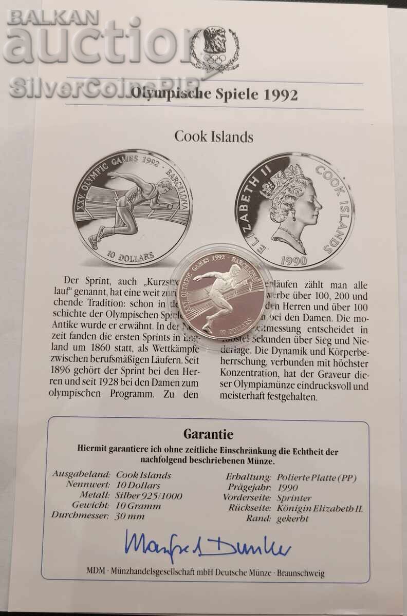 Licitație Argint 10 Dolari Olimpiada 1990 Insulele Cook