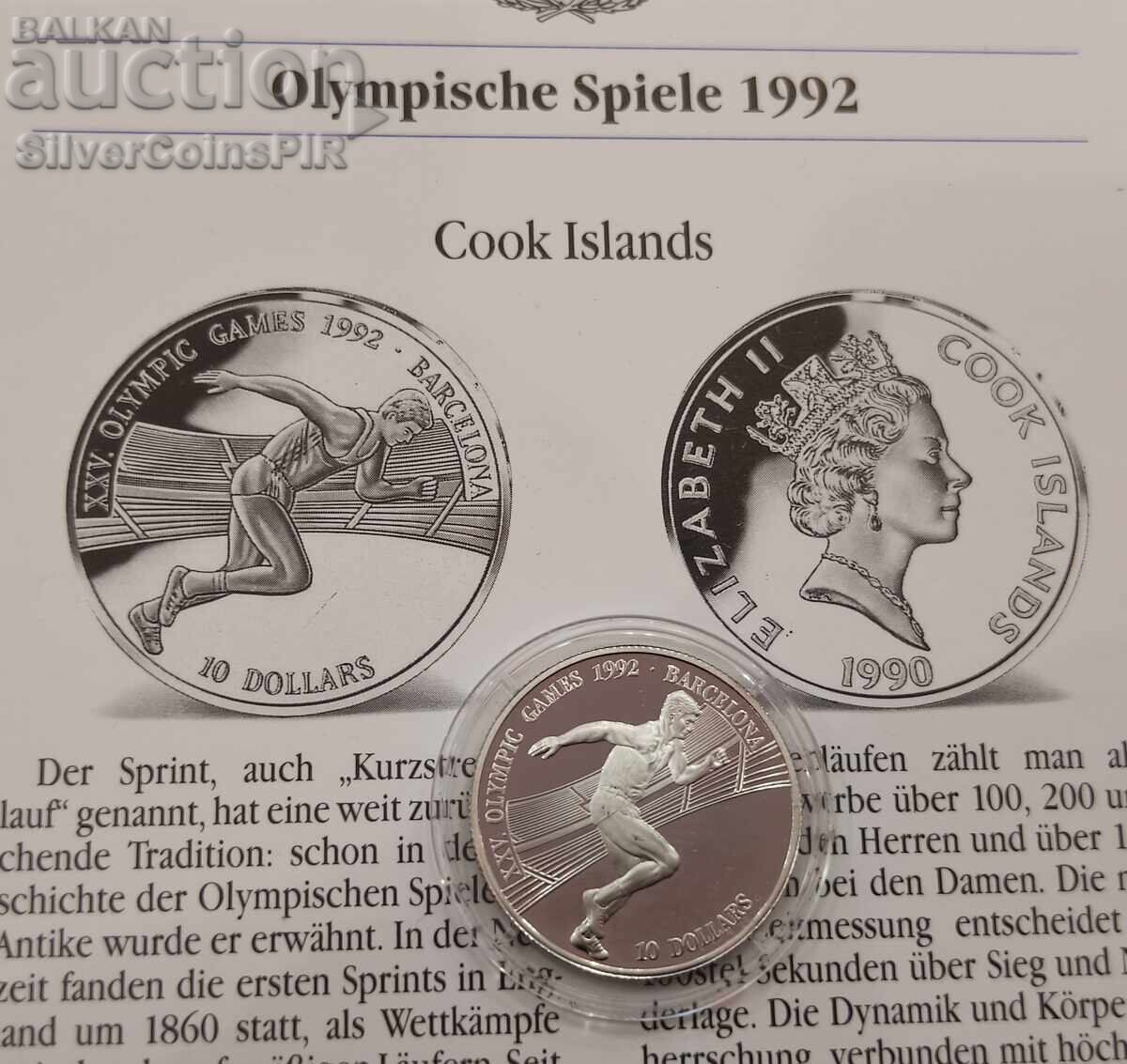 Argint 10 Dolari Olimpiada 1990 Insulele Cook