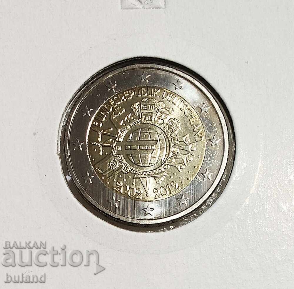 Germania UNC Monedă Euro 2 Euro 2012 F 10 ani de la lansarea monedei Euro