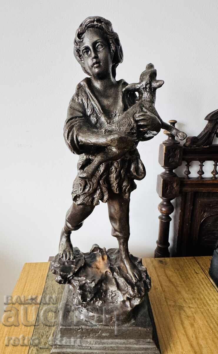 Auction  Figurine, "Shepherd with lamb", cast iron 7 kg. 1880-1920. From 0.01€