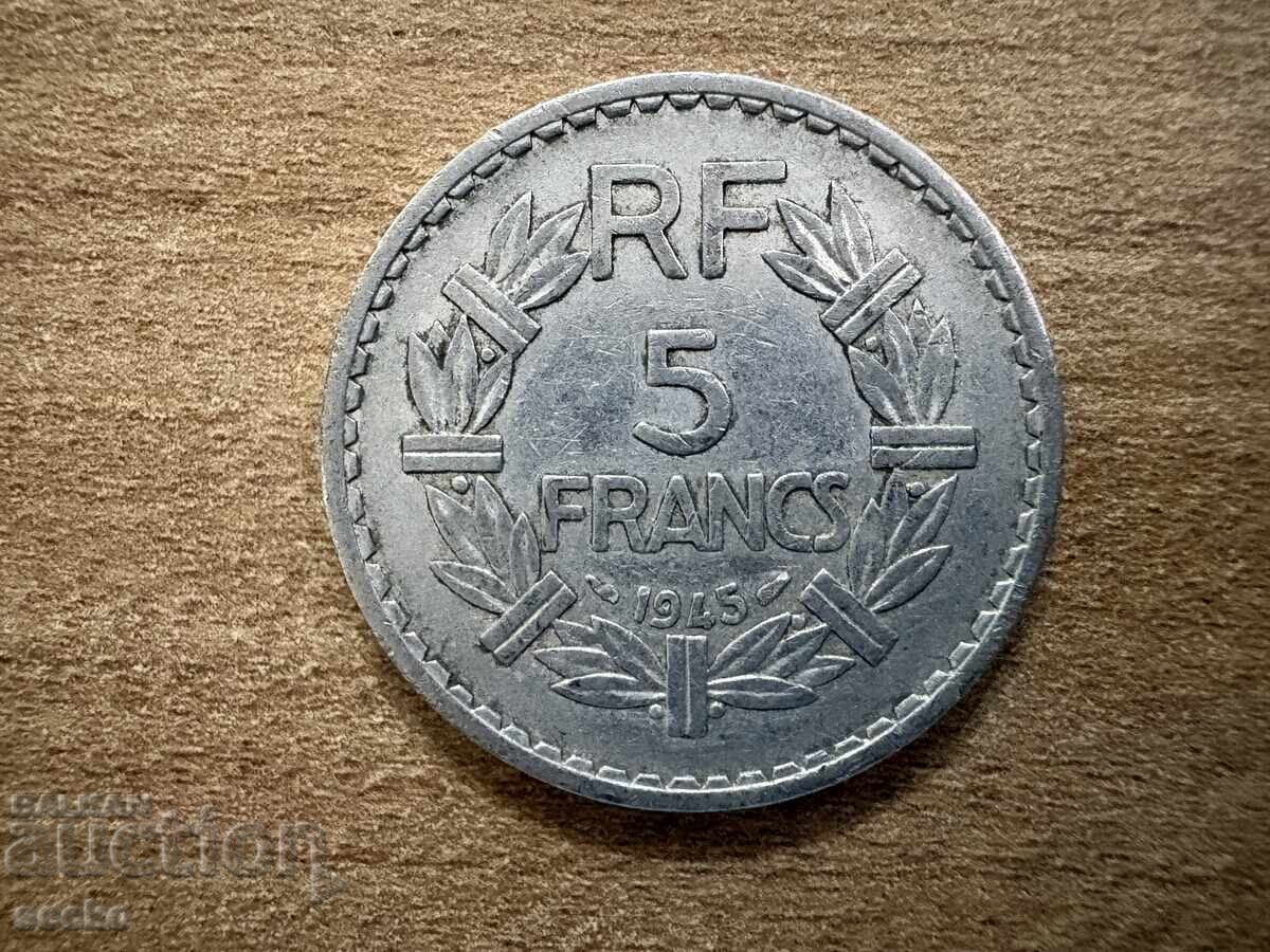 Franța - 5 franci (1945)