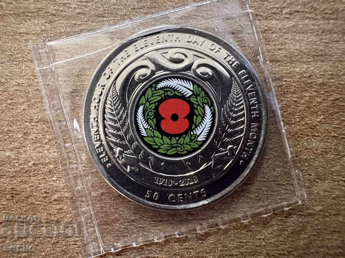 Noua Zeelandă - 50 cenți (2018) - Ziua Armistițiului (11 Noua Zeelandă - 50 cenți (2018) - Ziua Armistițiului (11