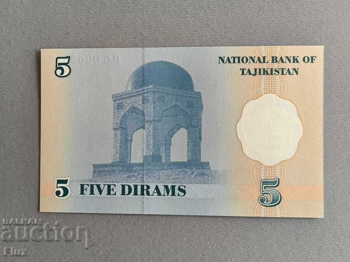 Τραπεζογραμμάτιο - Τατζικιστάν - 5 diram UNC | 1999 με τιμή € 1.85 | 3.62 BGN