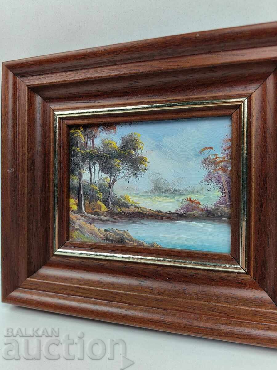Auction  SMALL PAINTED OIL PAINTING OIL LANDSCAPE FRAME