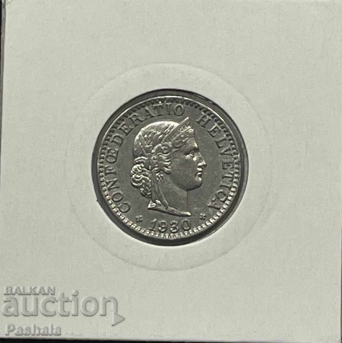 Elveția 20 rappen 1930 cu preț € 2.00 | 3.91 BGN