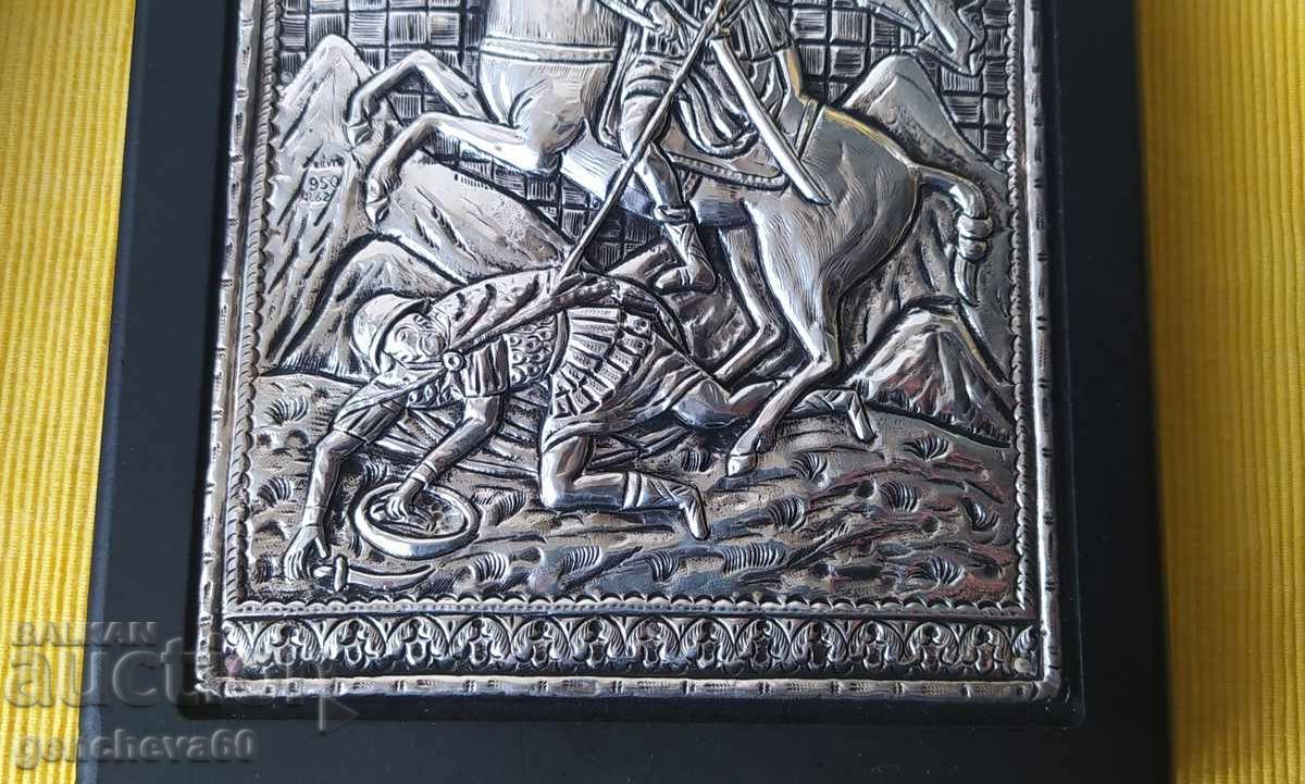 Licitație Icoană grecească mare „Sfântul Dumitru”, argint 950