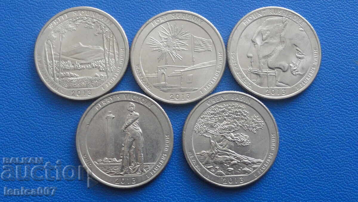 Аукцион САЩ 2013г. - 1/4 долар (5 броя)