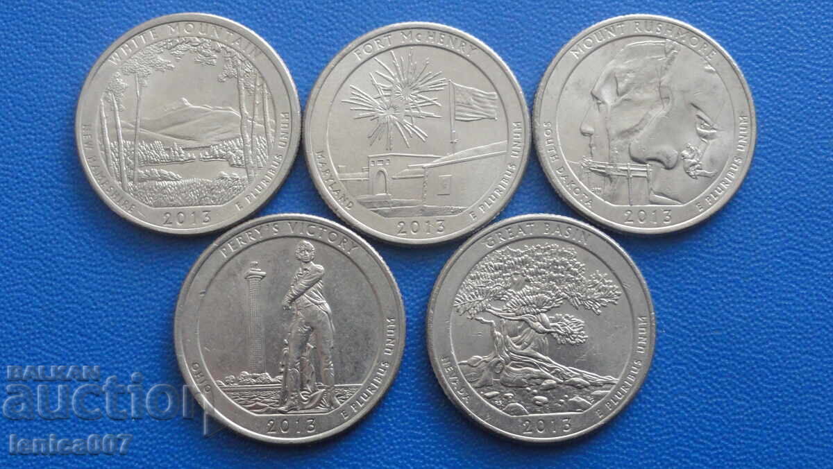 САЩ 2013г. - 1/4 долар (5 броя) - 5