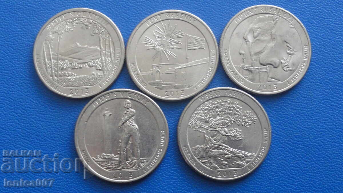 САЩ 2013г. - 1/4 долар (5 броя)
