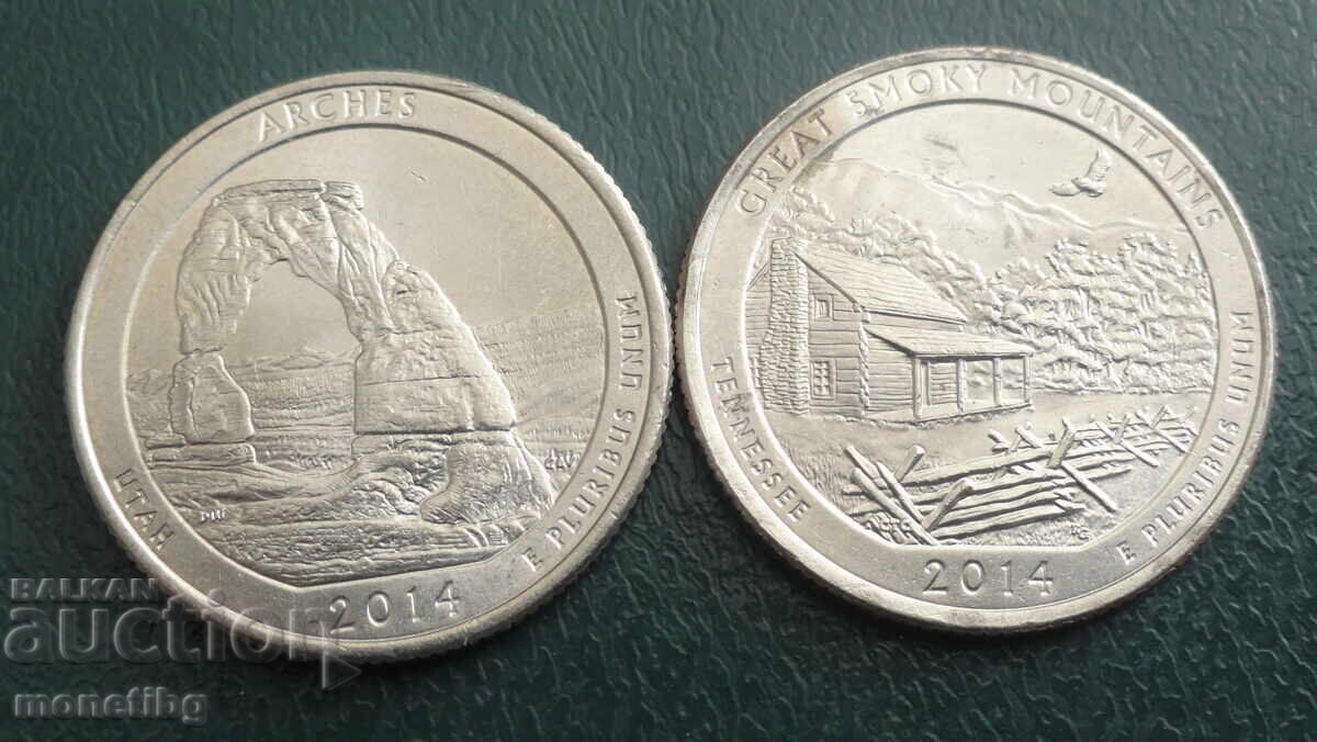 Licitație SUA 2014 - 25 cenți (2 bucăți) Licitație SUA 2014 - 25 cenți (2 bucăți)