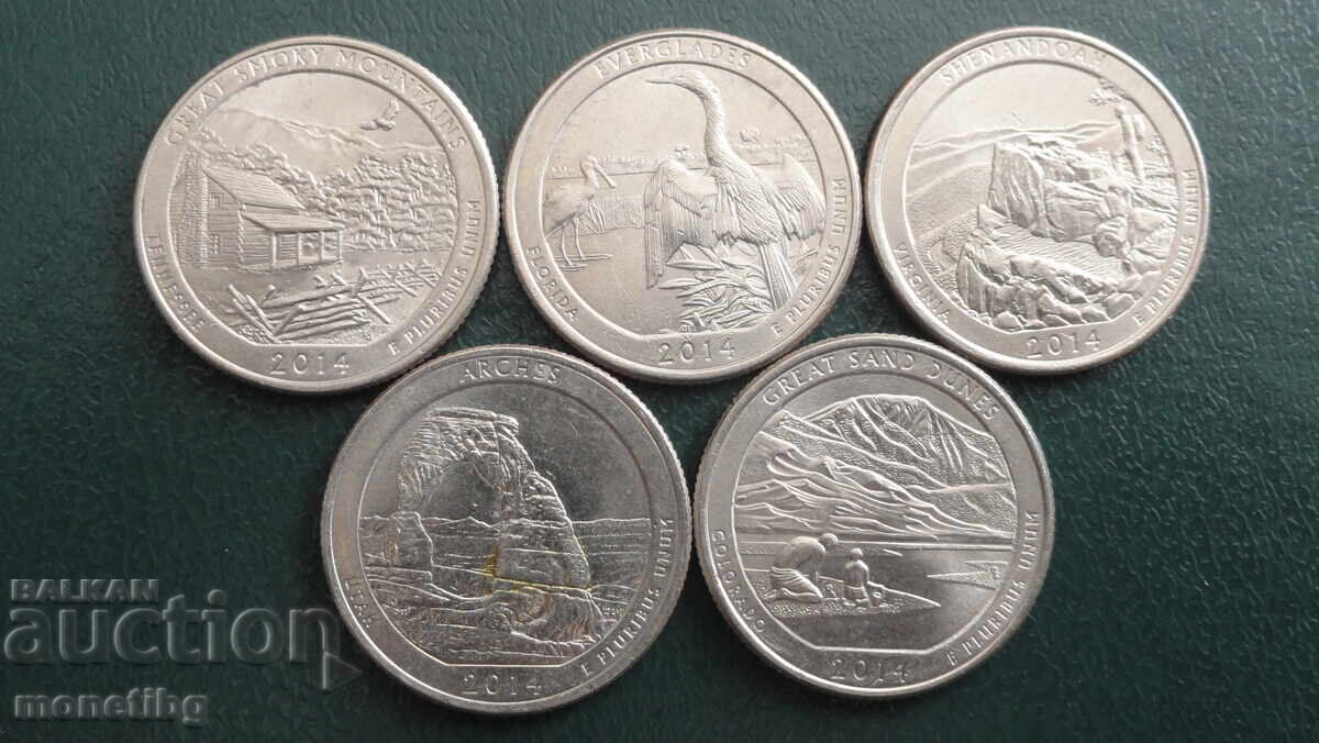Licitație SUA 2014 - 25 cenți (5 bucăți)