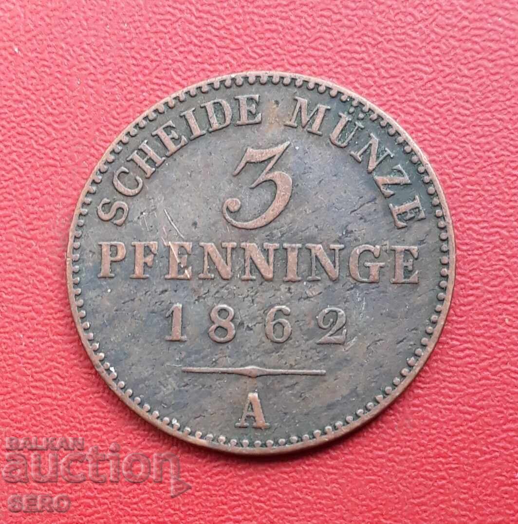 Germania-Prusia-3 Pfennig 1862 A-Berlin Germania-Prusia-3 Pfennig 1862 A-Berlin