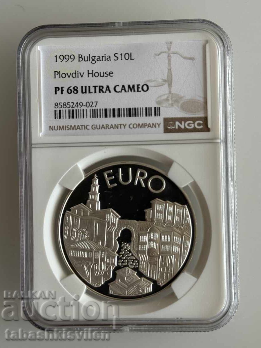 10 leva 1999 casa din Plovdiv NGC PF 68 10 leva 1999 casa din Plovdiv NGC PF 68