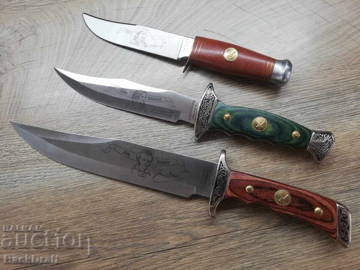 Collection of 3 Knives, Bowie Knife, Bowie Knife The Wild West