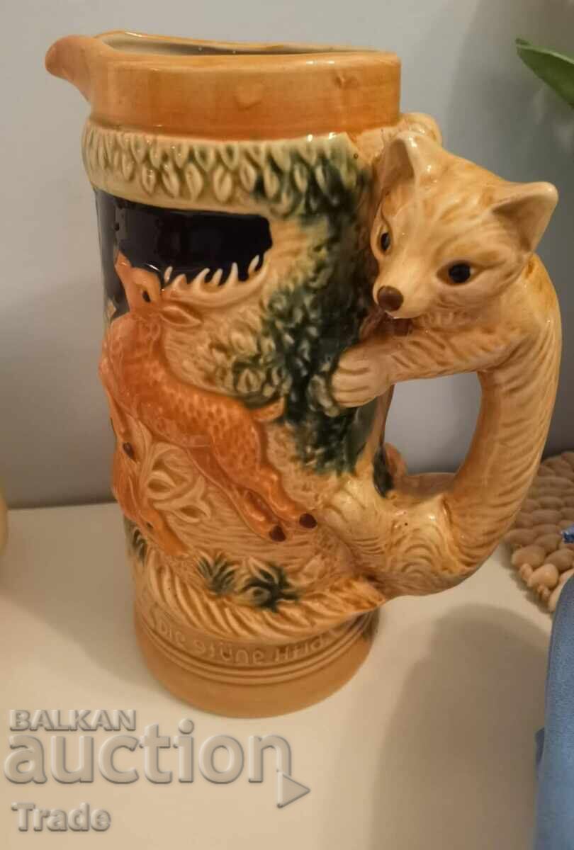 Licitație Set japonez pentru servit sake, carafă și 6 cești, vânători, vânat, vânătoare