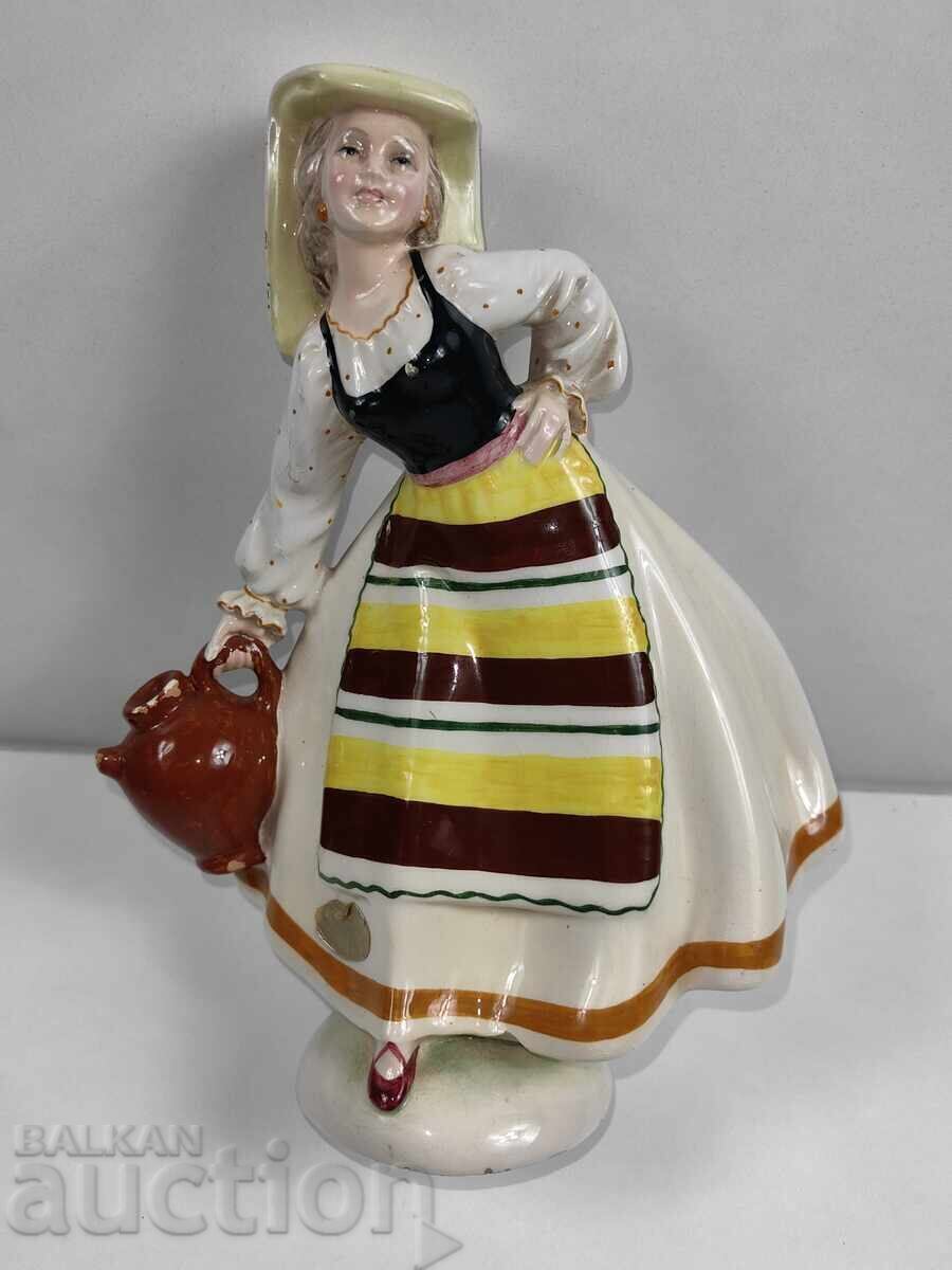 PORCELAIN STATUETTE FIGURE WOMAN LADY WEARING STEEL