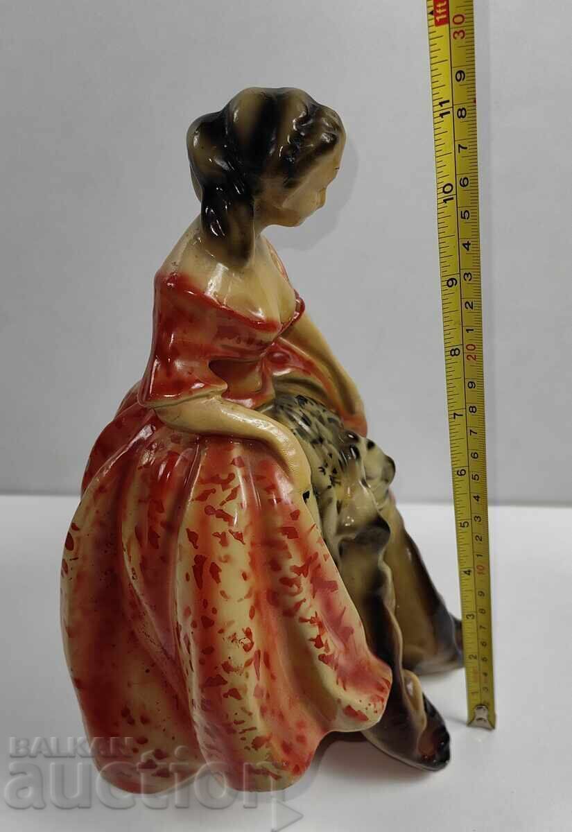 Delivery of PORCELAIN STATUETTE FIGURE WOMAN LADY WITH GREY DOG HEALTHY