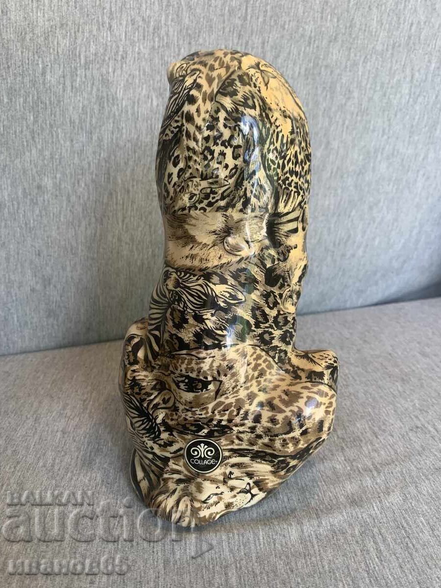 Livrarea statuetă retro din ceramică reprezentând un leu