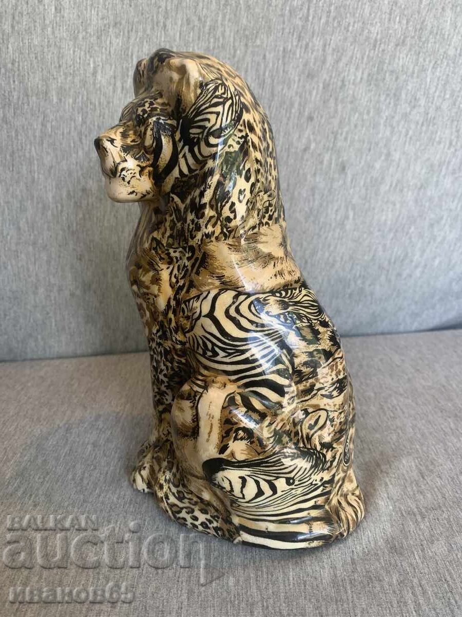 statuetă retro din ceramică reprezentând un leu - 5