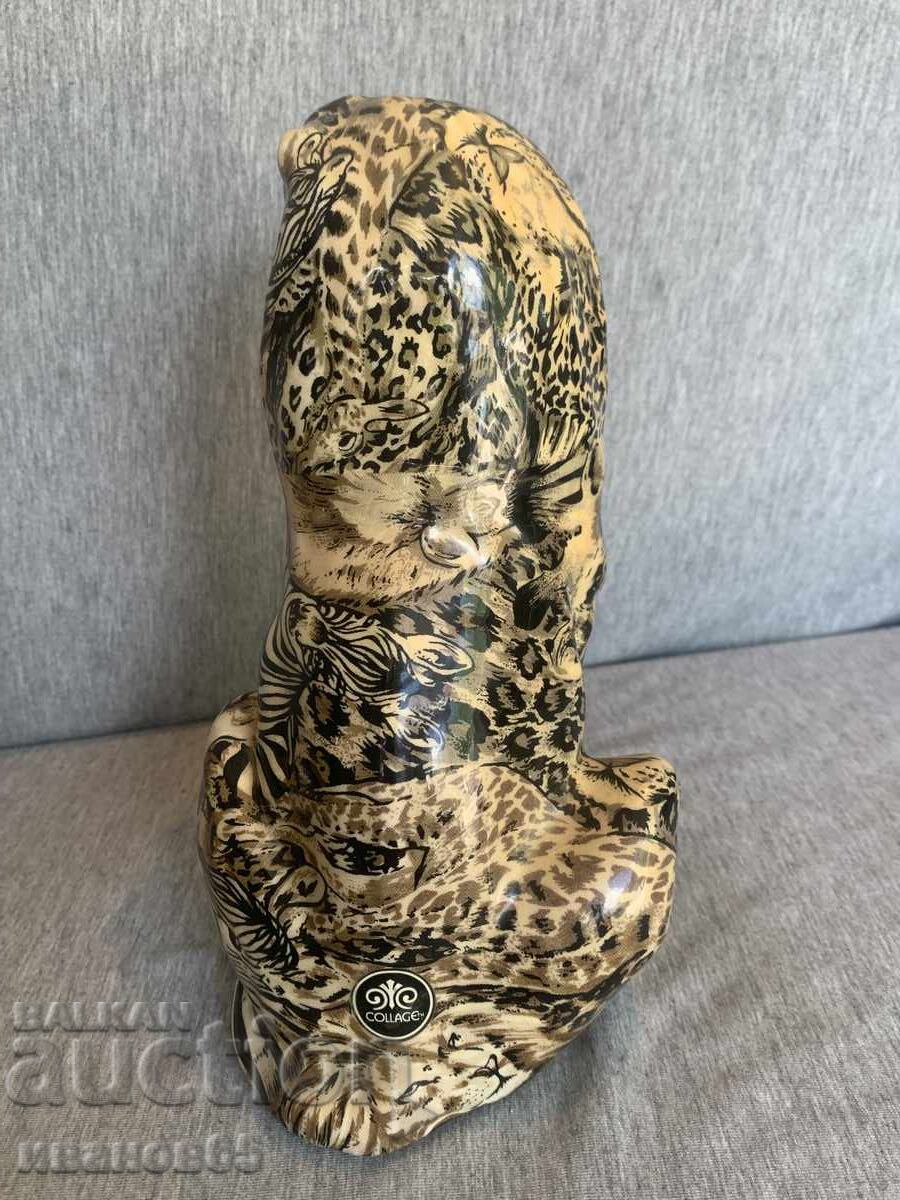 statuetă retro din ceramică reprezentând un leu - 7