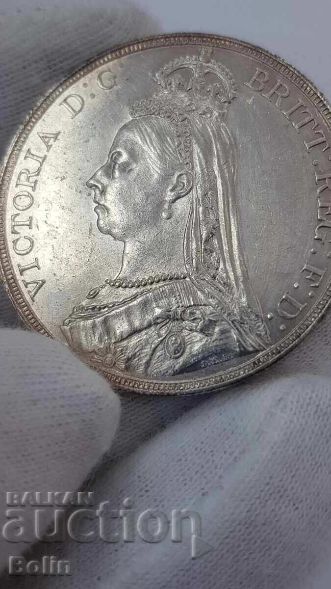 Πολύ σπάνιο ασημένιο νόμισμα 1 κορώνα 1889 Μεγάλη Βρετανία - 5