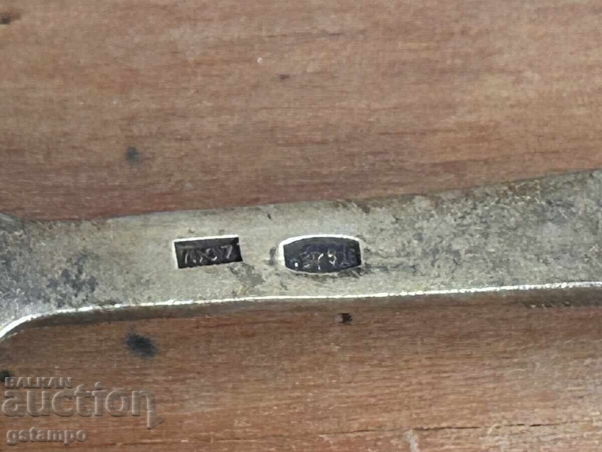 Lingurițe rusești din argint 97g, titlu 916, placate cu aur, email - 7