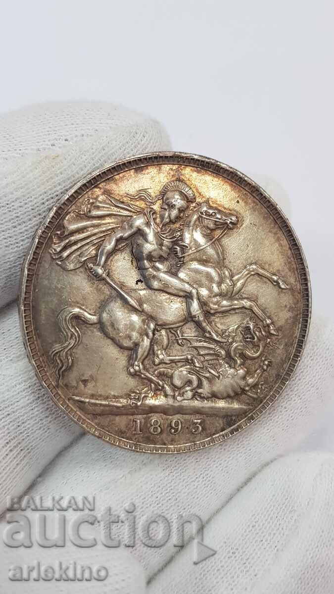 Licitație Monedă rară din argint 1 coroană 1893 Marea Britanie Licitație Monedă rară din argint 1 coroană 1893 Marea Britanie