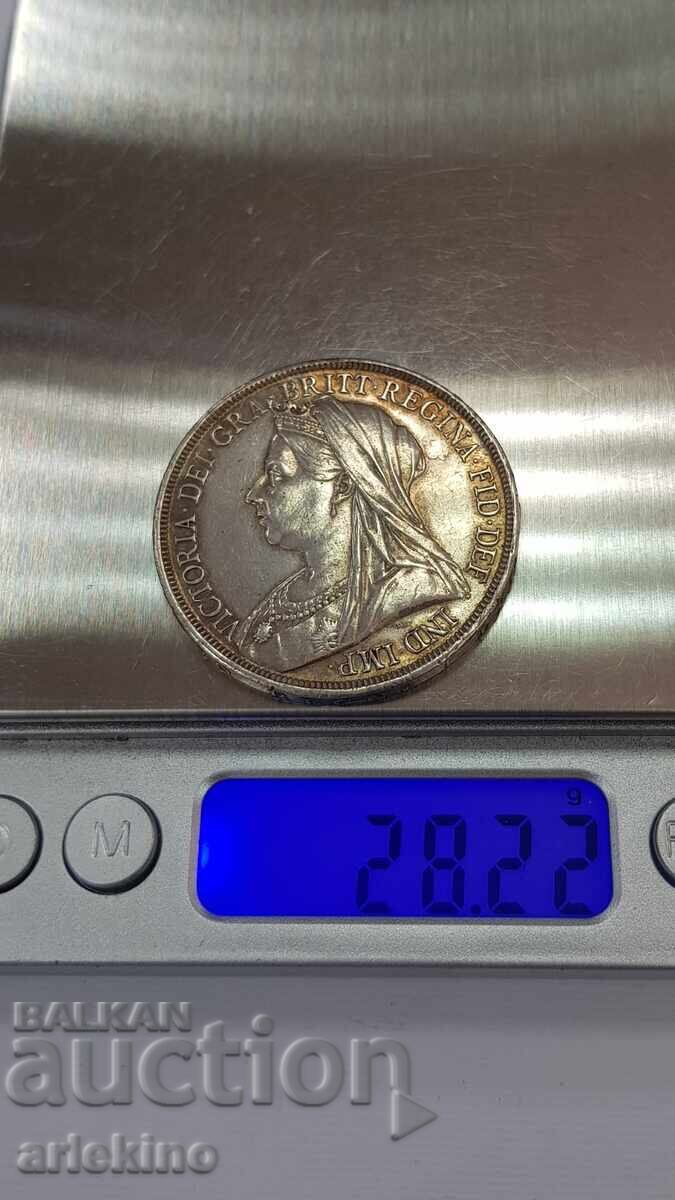 Monedă rară din argint 1 coroană 1893 Marea Britanie - 7 Monedă rară din argint 1 coroană 1893 Marea Britanie - 7