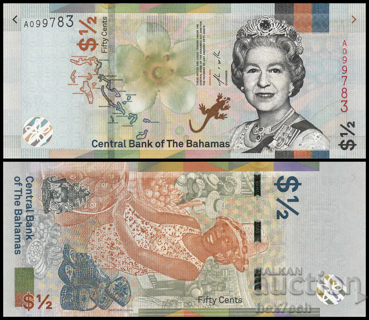 ❤️ ⭐ Insulele Bahamas 2019 1/2 dolar UNC nou ⭐ ❤️