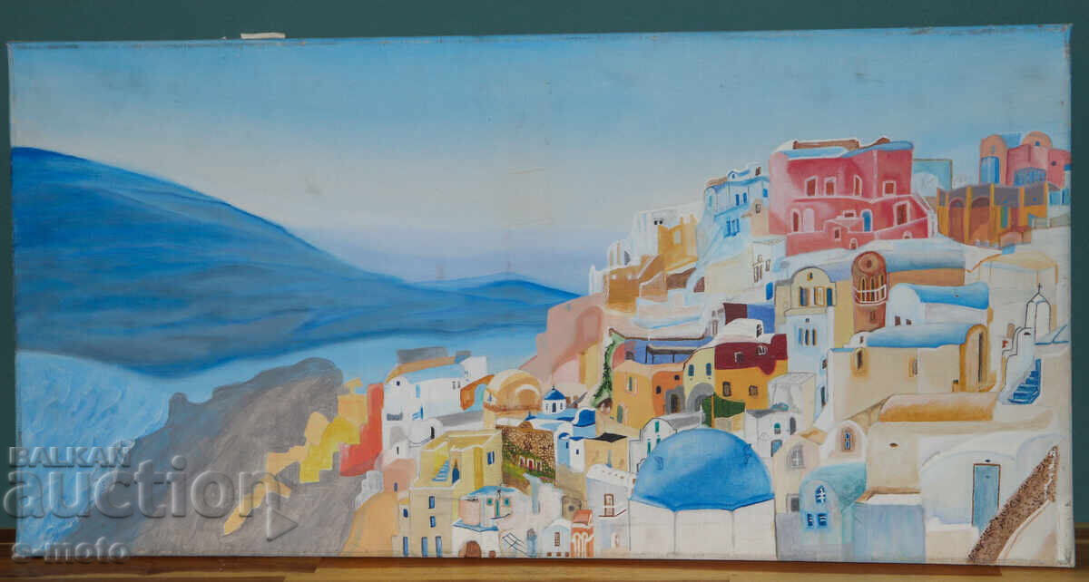 Tablou acrilic naivism peisaj din Grecia cu preț € 150.00 | 293.38 BGN