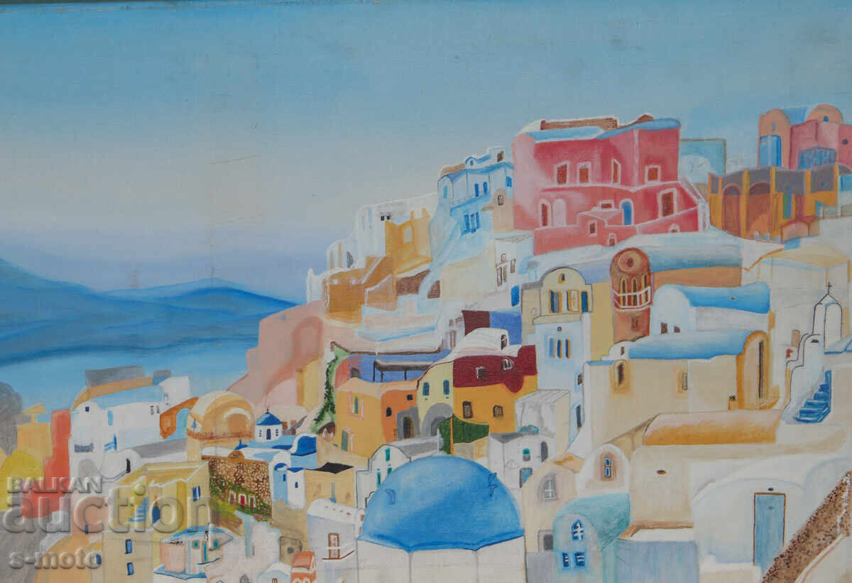 Tablou acrilic naivism peisaj din Grecia - 5